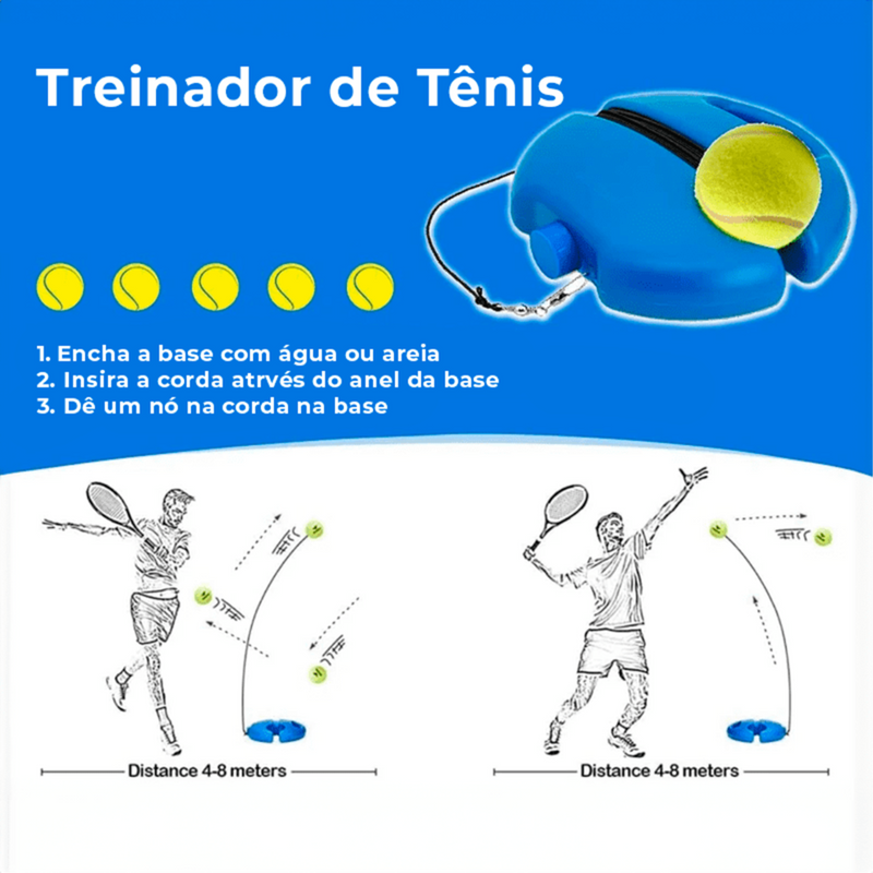 Base Treinador de Tênis - Melhora de Movimento e Tempo da Bola